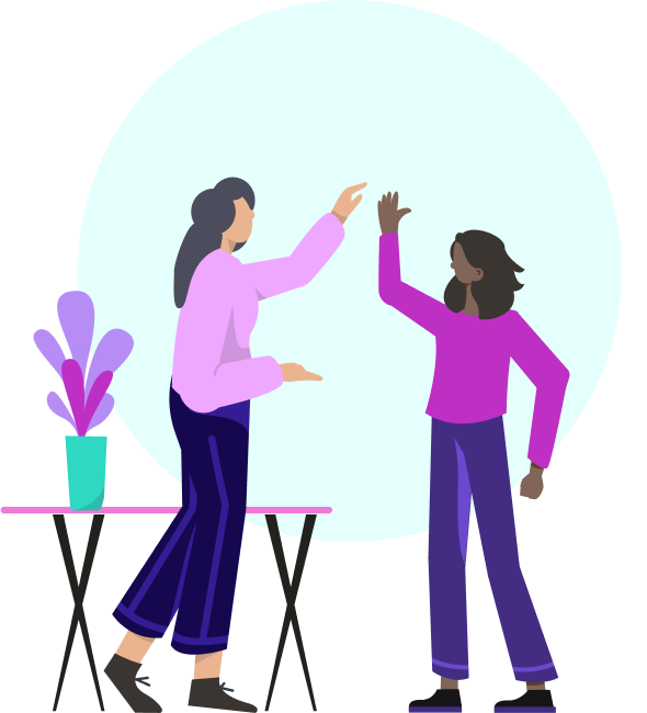 Two people "high-fiving"